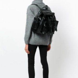 C BACKPACK BLACK POLISHED LEATHER